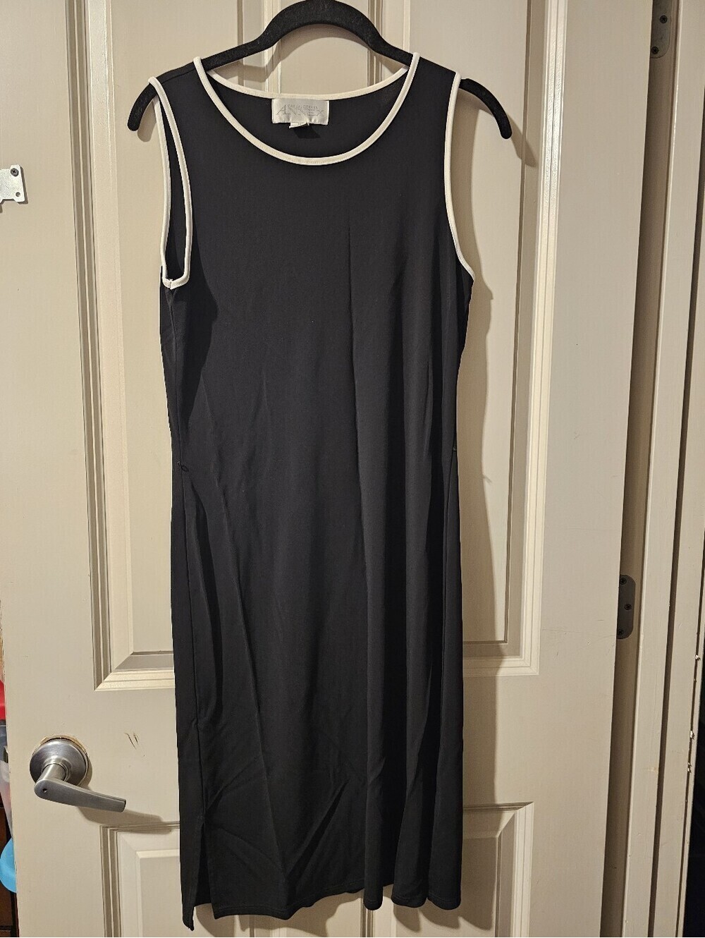 Casual Corner Black Midi Dress with White Trim M
